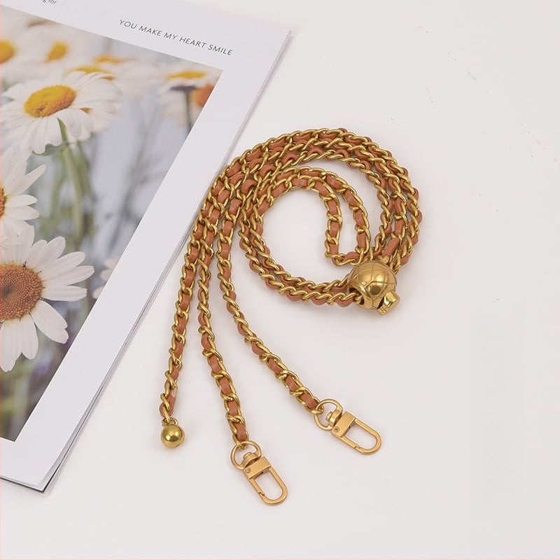 Feiqian táskapánt/válltáska pánt – fém lánc, csíkos minta, 2023 tavasz, városi egyszerű stílus