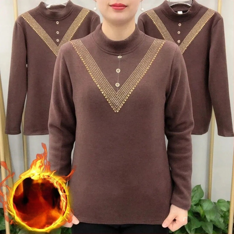 Sievietes pamata T-krekls ar pusaugstā apkakle, triacetāta audums, retro-literārs stils, garums 50–65 cm