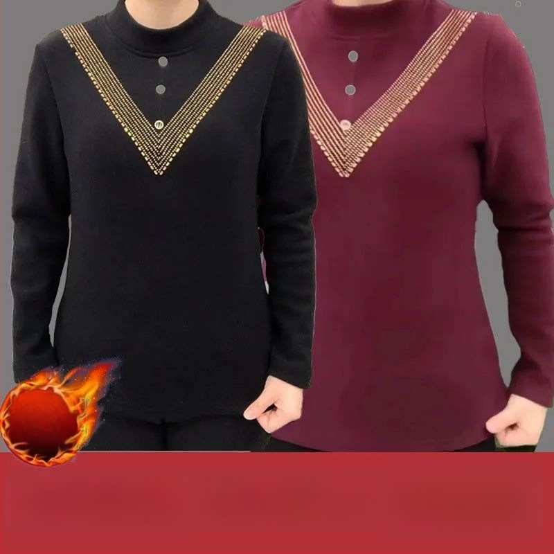 Sievietes pamata T-krekls ar pusaugstā apkakle, triacetāta audums, retro-literārs stils, garums 50–65 cm