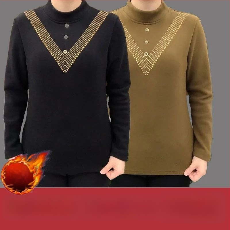 Sievietes pamata T-krekls ar pusaugstā apkakle, triacetāta audums, retro-literārs stils, garums 50–65 cm