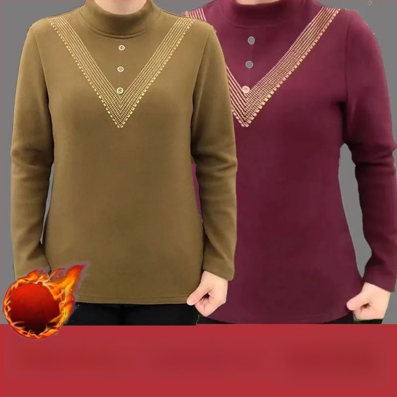 Sievietes pamata T-krekls ar pusaugstā apkakle, triacetāta audums, retro-literārs stils, garums 50–65 cm