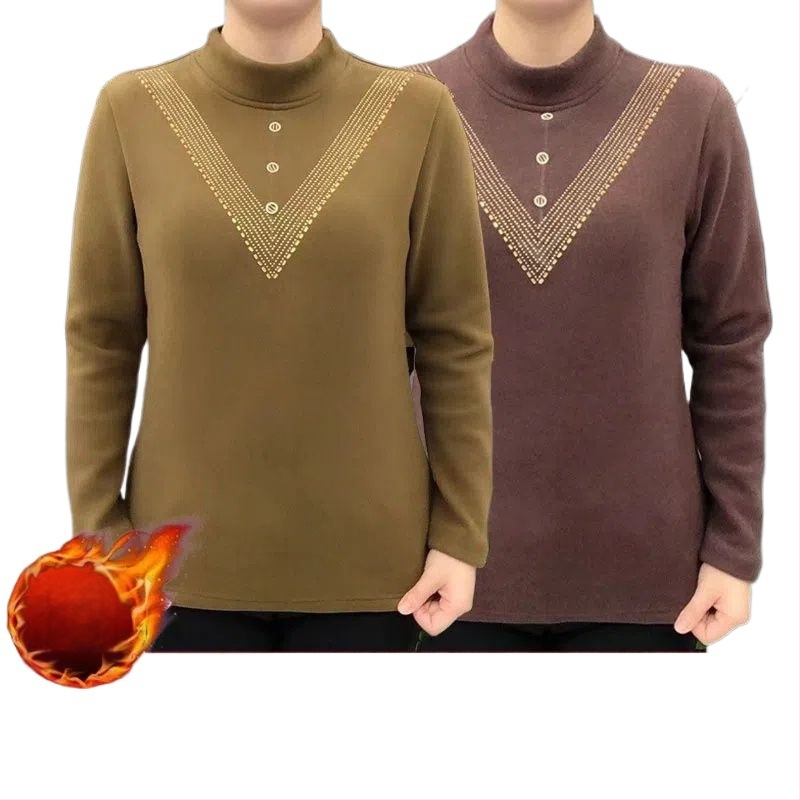 Sievietes pamata T-krekls ar pusaugstā apkakle, triacetāta audums, retro-literārs stils, garums 50–65 cm