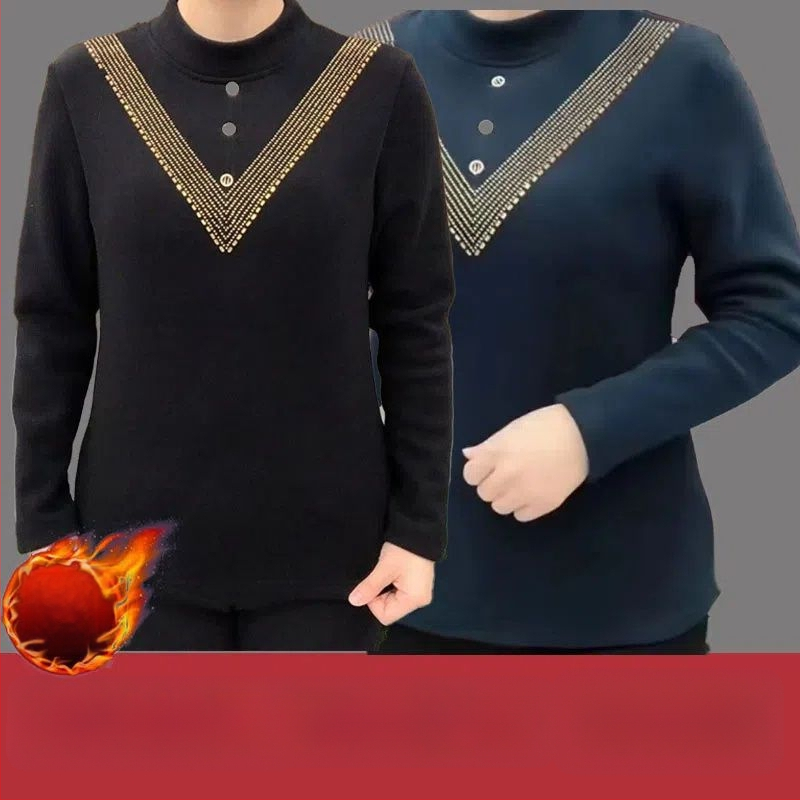 Sievietes pamata T-krekls ar pusaugstā apkakle, triacetāta audums, retro-literārs stils, garums 50–65 cm