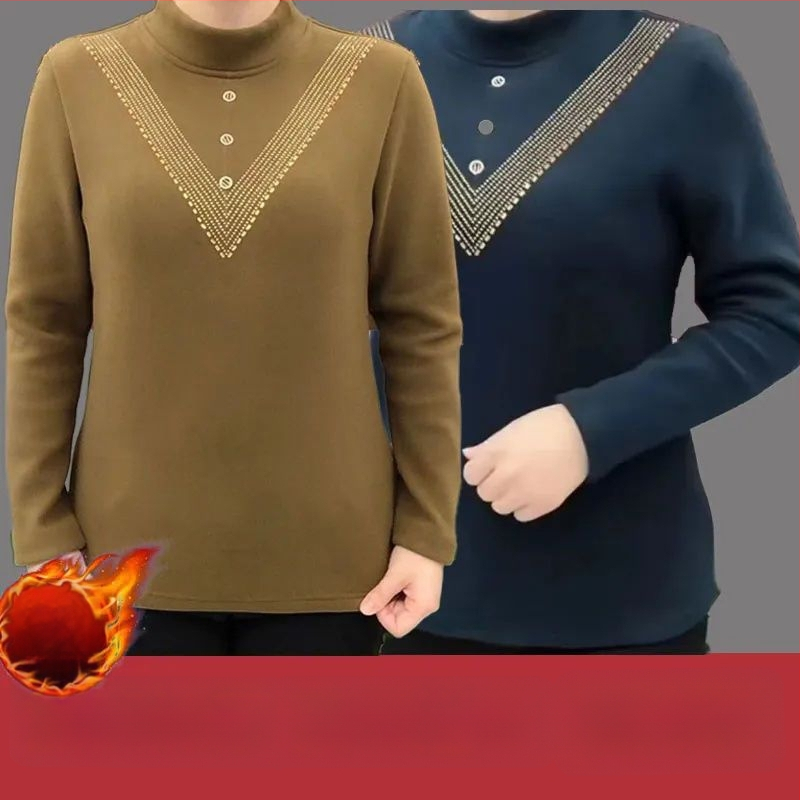 Sievietes pamata T-krekls ar pusaugstā apkakle, triacetāta audums, retro-literārs stils, garums 50–65 cm