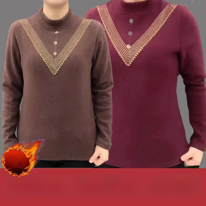 Sievietes pamata T-krekls ar pusaugstā apkakle, triacetāta audums, retro-literārs stils, garums 50–65 cm