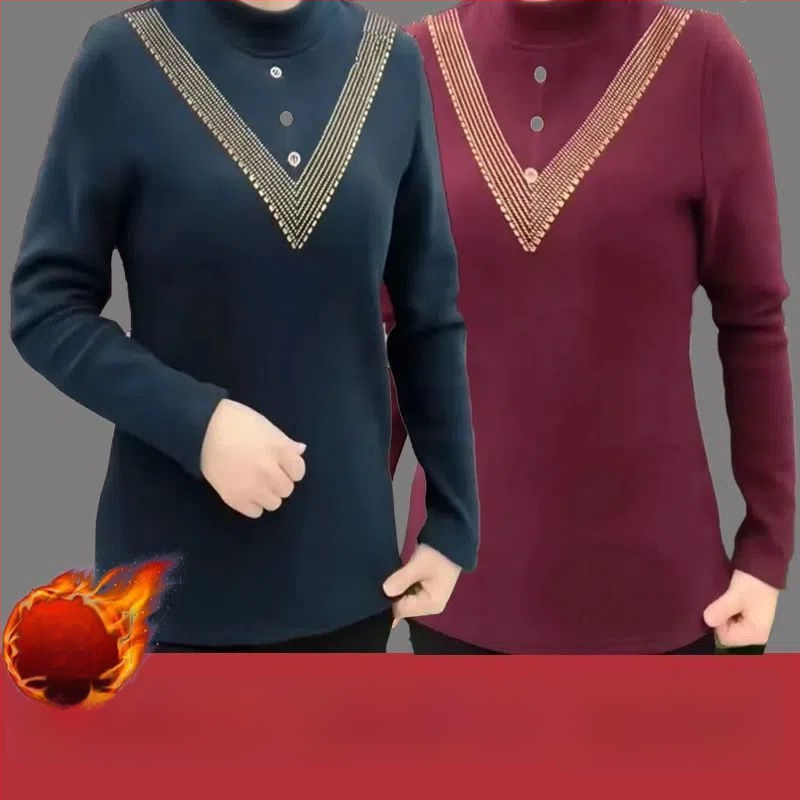 Sievietes pamata T-krekls ar pusaugstā apkakle, triacetāta audums, retro-literārs stils, garums 50–65 cm