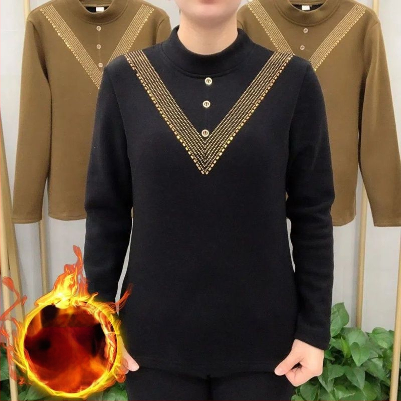 Sievietes pamata T-krekls ar pusaugstā apkakle, triacetāta audums, retro-literārs stils, garums 50–65 cm