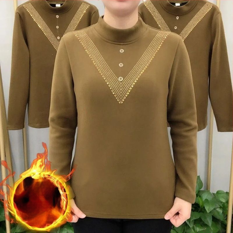 Sievietes pamata T-krekls ar pusaugstā apkakle, triacetāta audums, retro-literārs stils, garums 50–65 cm