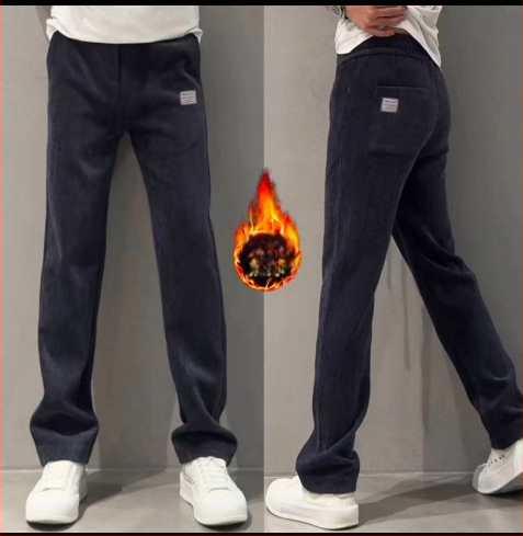 Vyrų kasdienės kelnės, tiesus kirpimas, medvilnė, vidurio juosta, ruduo