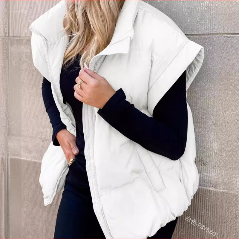 Veste pentru femei cu guler înalt, fermoar, buzunare, material exterior poliester, umplutură imitatie mătase-bumbac, lungime medie, stil urban comod