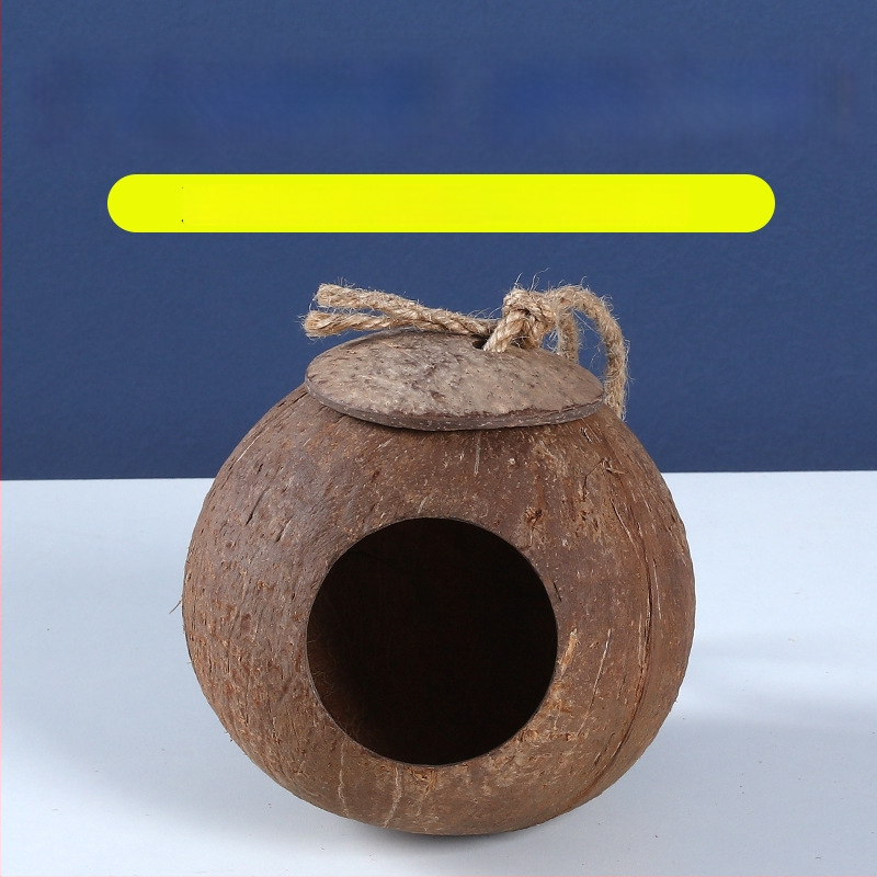 Kokoso lukšto paukščių lizdas papūgai su tigrinės odos motyvu ir mistiniu fenikso ornamentu – pyninėta šilta lizda