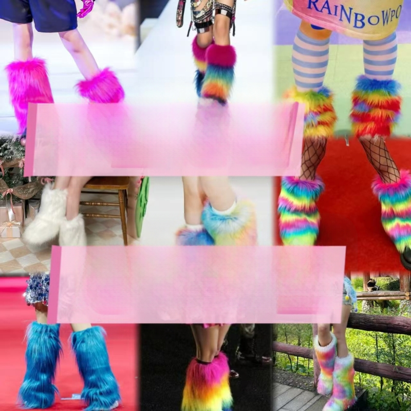 Ženske pahuljaste zimske čizme, visok vrh, umjetna krzna, gumeni potplat