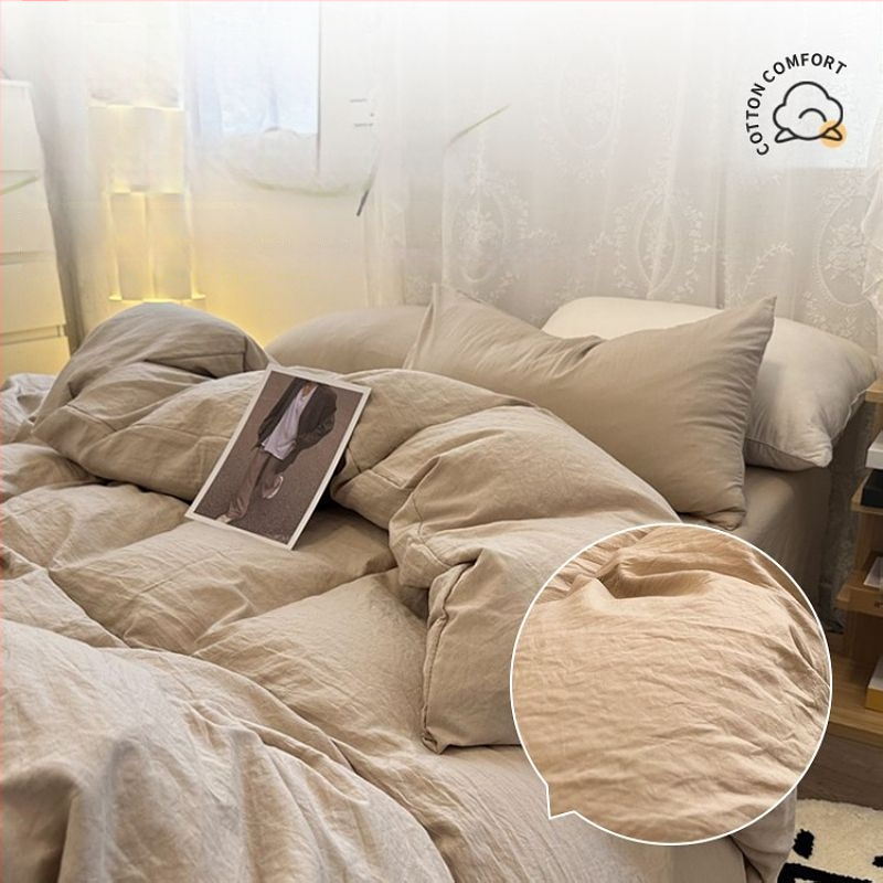 Posteljina od pamuka, četverodijelni set, vodom opran pamuk, jedinstven dizajn, reaktivno tiskanje i bojanje, prilagodljivo