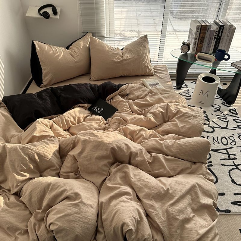 Posteljina od pamuka, četverodijelni set, vodom opran pamuk, jedinstven dizajn, reaktivno tiskanje i bojanje, prilagodljivo