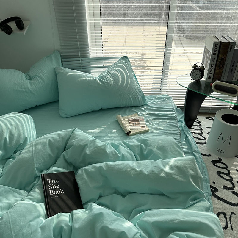 Posteljina od pamuka, četverodijelni set, vodom opran pamuk, jedinstven dizajn, reaktivno tiskanje i bojanje, prilagodljivo