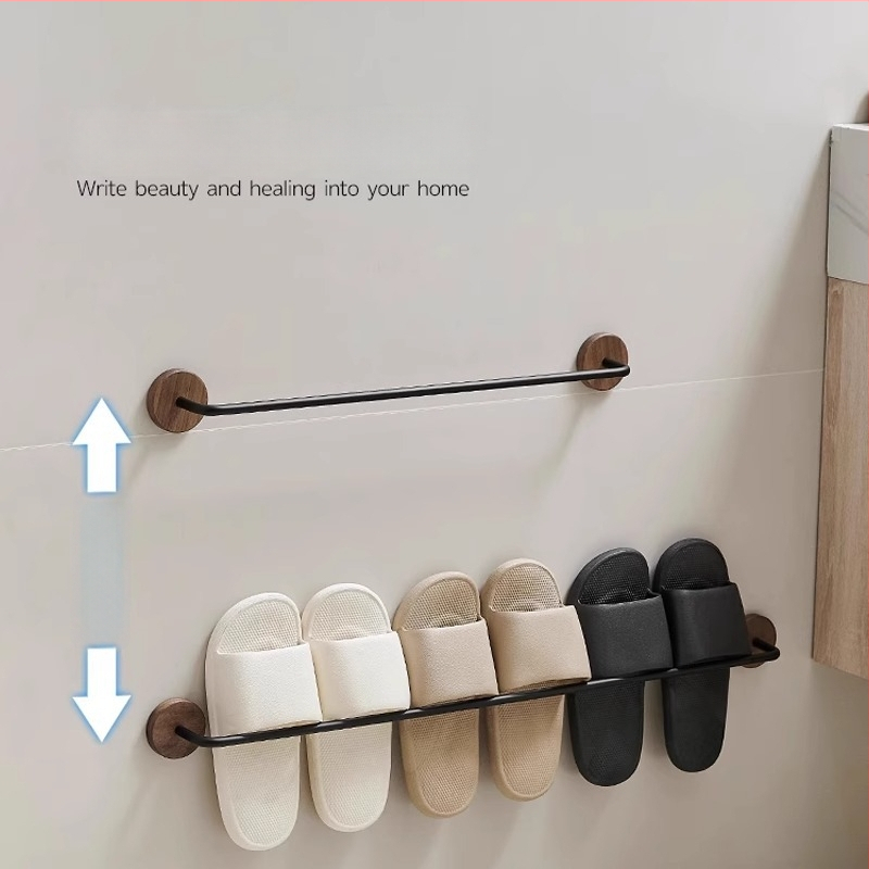 Ormar za papuče u kupaonici od orahova drveta, bez bušenja, zidni držač, jednoslojni spremnik