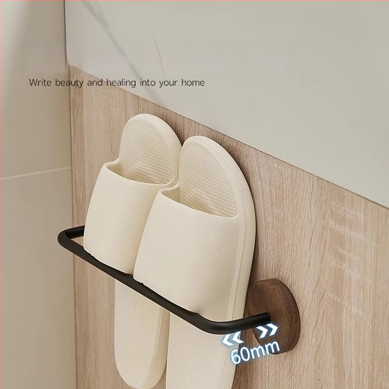 Ormar za papuče u kupaonici od orahova drveta, bez bušenja, zidni držač, jednoslojni spremnik