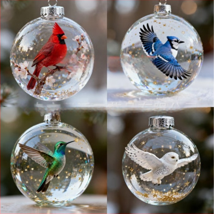 Akrilni viseći ukrasni darovni set za božićno drvce – moderni minimalistički stil, rezanje, injekcijsko oblikovanje