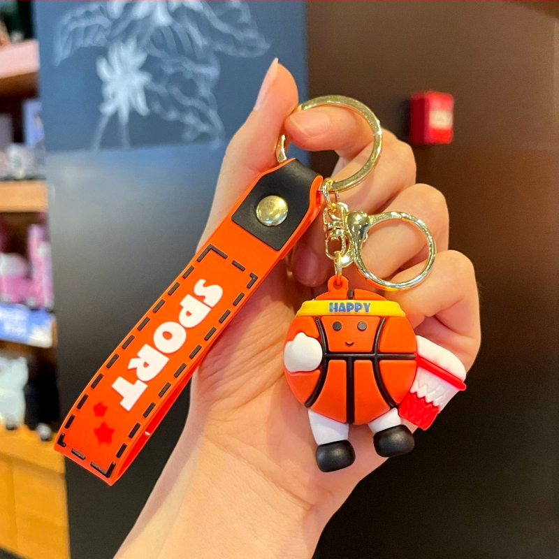 Korvpalli võtmehoidja, silikoon PVC materjal, karikatuuri stiil, eraldi pakendatud