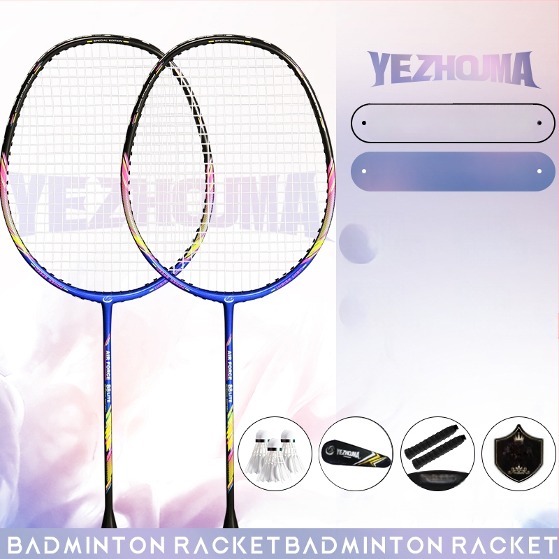 Set reketa za badminton s karbonskim okvirom i najlonskim žicama, za odrasle, singlove i parove, srednja čvrstoća