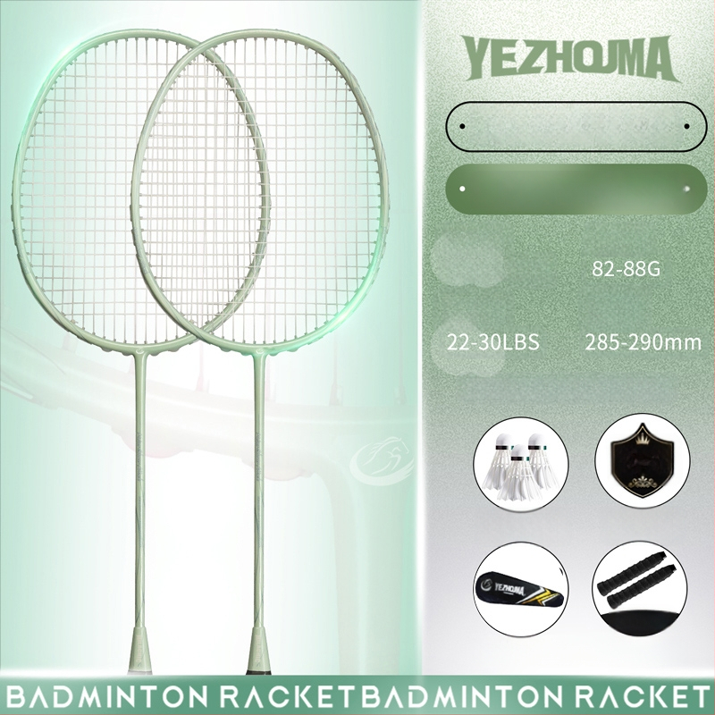 Set reketa za badminton s karbonskim okvirom i najlonskim žicama, za odrasle, singlove i parove, srednja čvrstoća