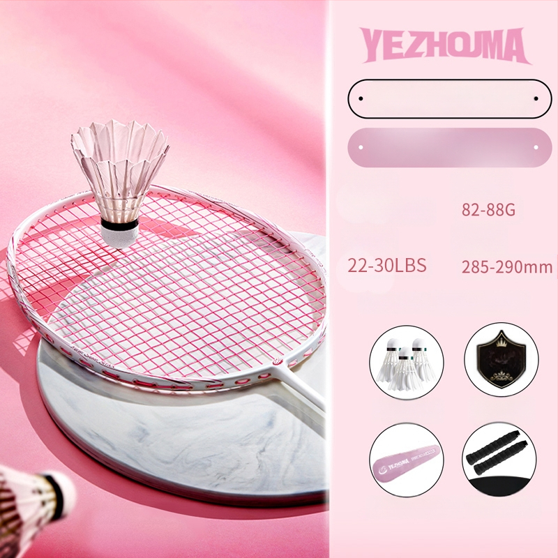 Set reketa za badminton s karbonskim okvirom i najlonskim žicama, za odrasle, singlove i parove, srednja čvrstoća