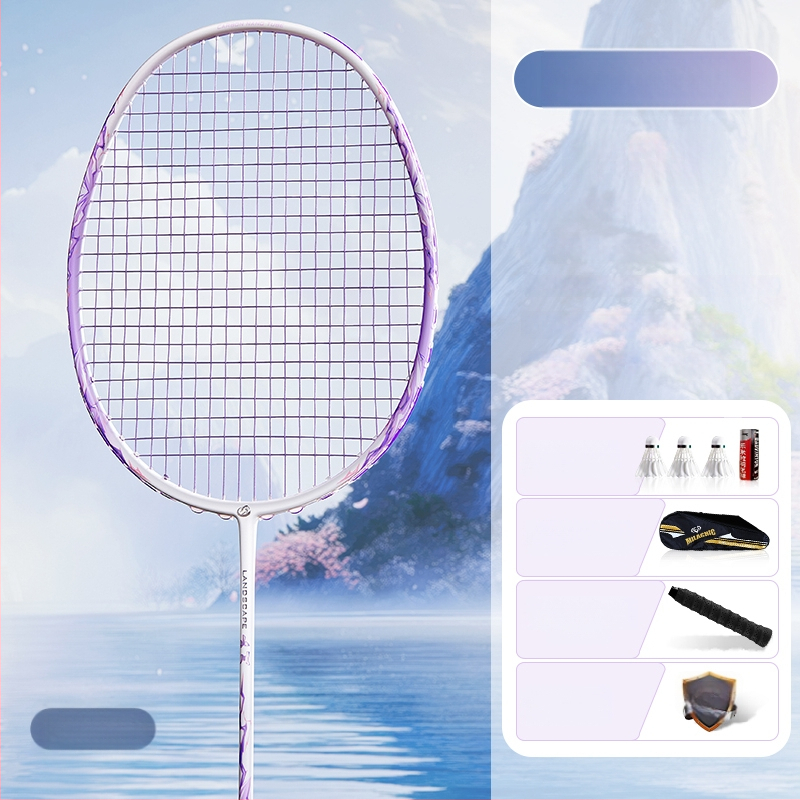 Set reketa za badminton s karbonskim okvirom i najlonskim žicama, za odrasle, singlove i parove, srednja čvrstoća