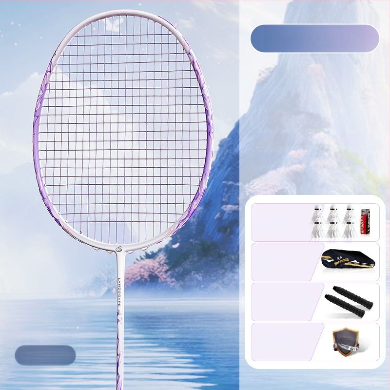 Set reketa za badminton s karbonskim okvirom i najlonskim žicama, za odrasle, singlove i parove, srednja čvrstoća