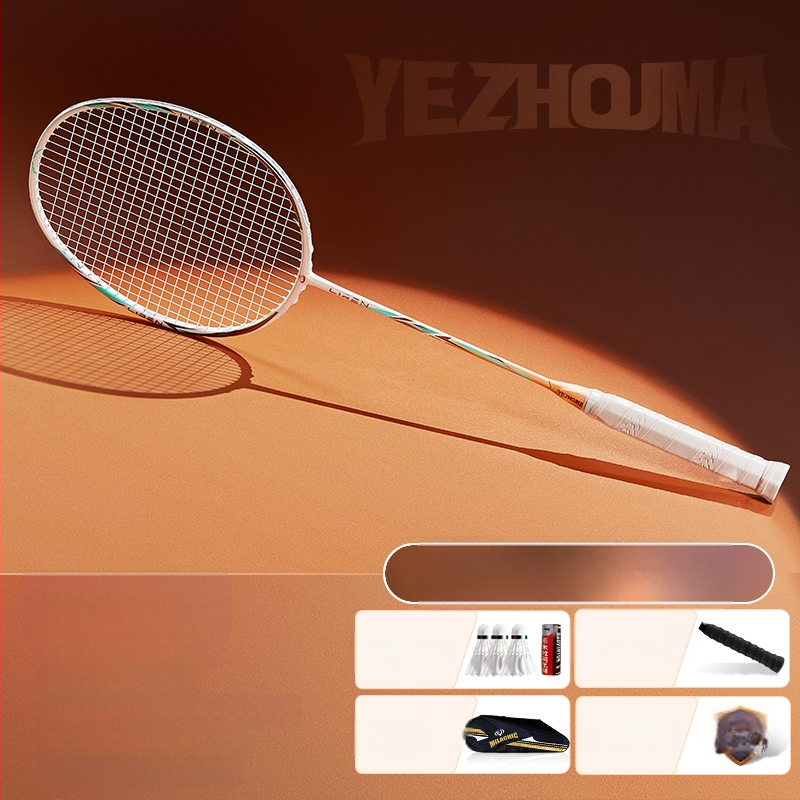 Set reketa za badminton s karbonskim okvirom i najlonskim žicama, za odrasle, singlove i parove, srednja čvrstoća