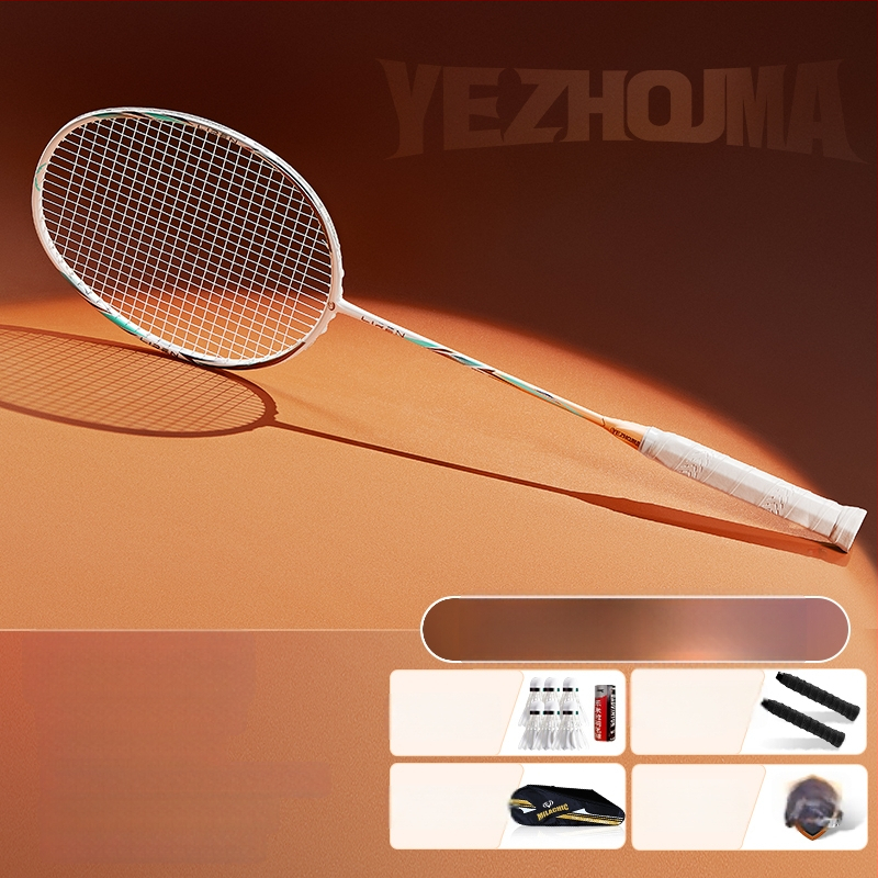 Set reketa za badminton s karbonskim okvirom i najlonskim žicama, za odrasle, singlove i parove, srednja čvrstoća