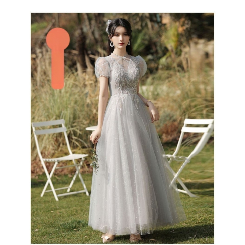 Haljina za djeverušu - Jesenska elegancija 2025, srednja duljina, bez rukava, kineski stil, književno retro