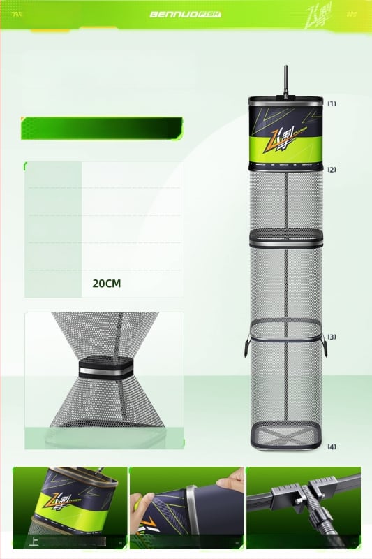 Mini kvadratna mrežasta torba za zaštitu riba, za divlji ribolov, prijenosna, brzo sušeća, aluminijska legura