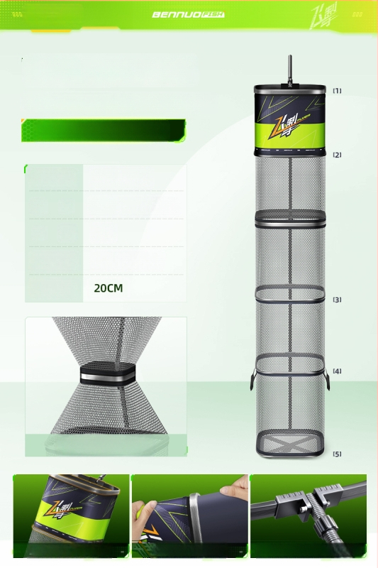 Mini kvadratna mrežasta torba za zaštitu riba, za divlji ribolov, prijenosna, brzo sušeća, aluminijska legura