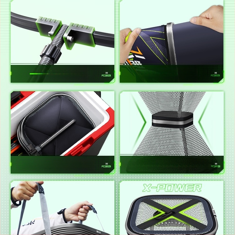 Mini kvadratna mrežasta torba za zaštitu riba, za divlji ribolov, prijenosna, brzo sušeća, aluminijska legura