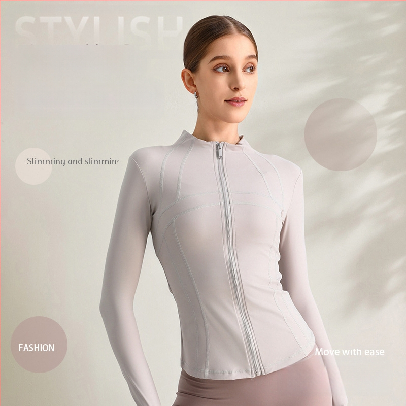 Ženska joga jakna, dugi rukav, široki kroj, materijal nylon/spandeks 80/20, odvodi vlagu