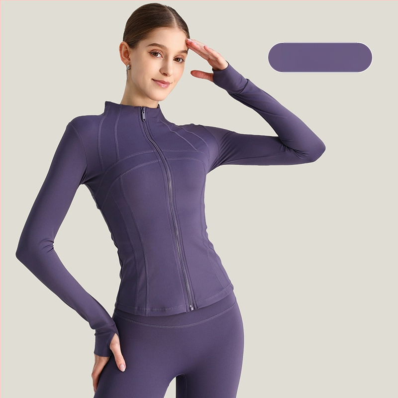 Ženska joga jakna, dugi rukav, široki kroj, materijal nylon/spandeks 80/20, odvodi vlagu