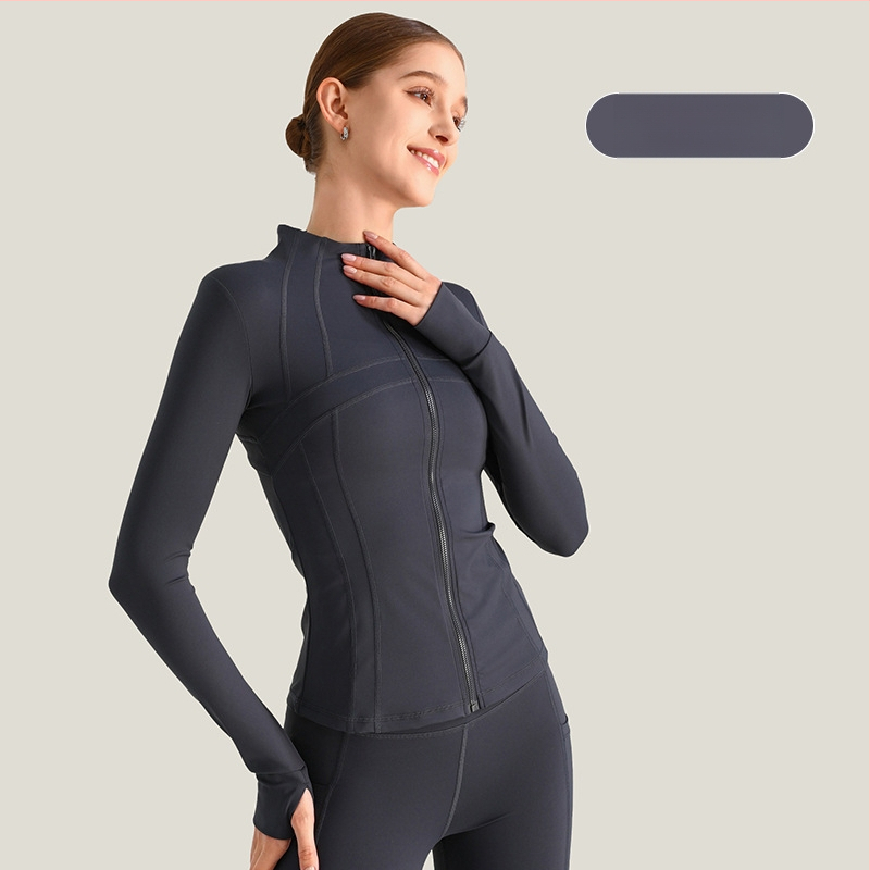 Ženska joga jakna, dugi rukav, široki kroj, materijal nylon/spandeks 80/20, odvodi vlagu