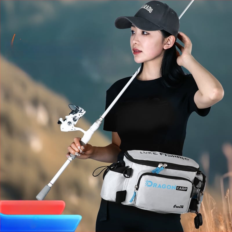 Torba za morski ribolov, najlon, držač štapa i role, višenamjenska pojasna torba, nije vodootporna