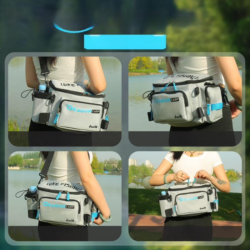 Torba za morski ribolov, najlon, držač štapa i role, višenamjenska pojasna torba, nije vodootporna
