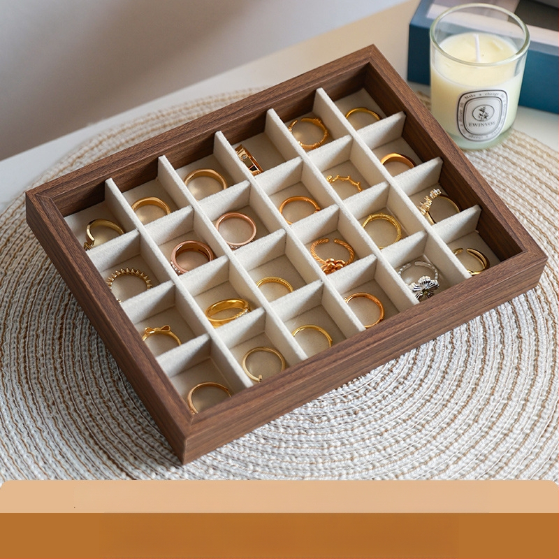 Kutija za nakit s uzorkom orahovog drveta, 9 pregrada, otporna na prašinu, prijenosna, retro stil