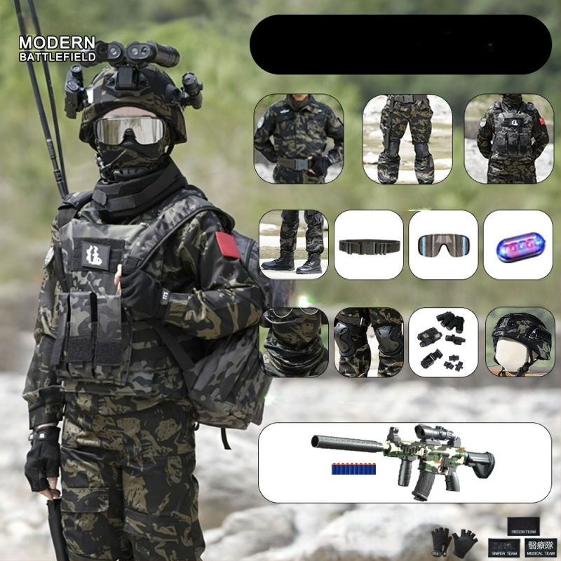 Vaikų taktinė liemenė su kamufližu, 100% medvilnė, greitai džiūsta, kvėpuojanti, atspari dėvėjimuisi, universali