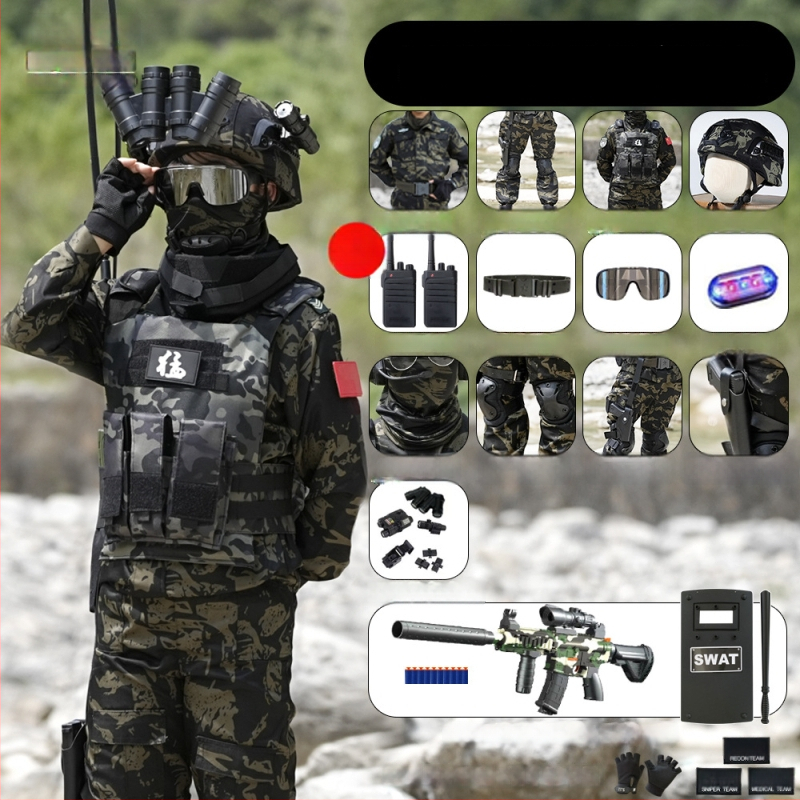 Vaikų taktinė liemenė su kamufližu, 100% medvilnė, greitai džiūsta, kvėpuojanti, atspari dėvėjimuisi, universali