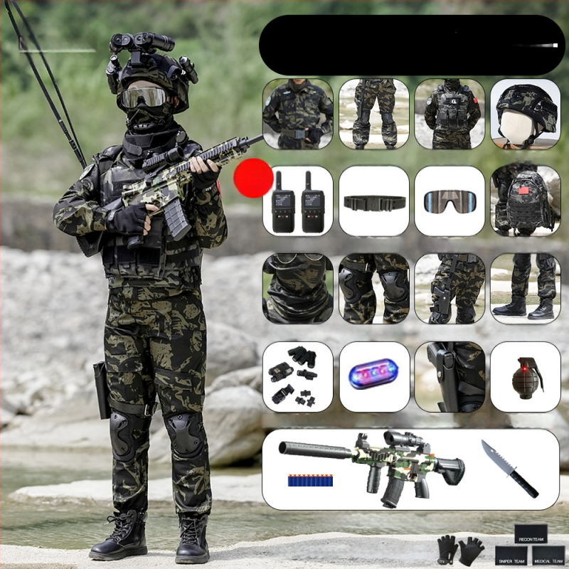 Vaikų taktinė liemenė su kamufližu, 100% medvilnė, greitai džiūsta, kvėpuojanti, atspari dėvėjimuisi, universali