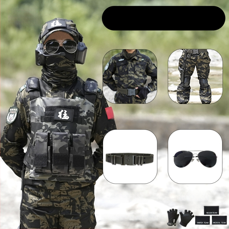 Vaikų taktinė liemenė su kamufližu, 100% medvilnė, greitai džiūsta, kvėpuojanti, atspari dėvėjimuisi, universali