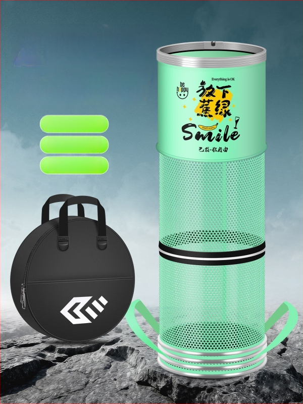 Alumiiniumist sulam ringiga kala kaitse, nailonkattega, kokkupandav nailonist kala kaitse, ümmargune võrgukott