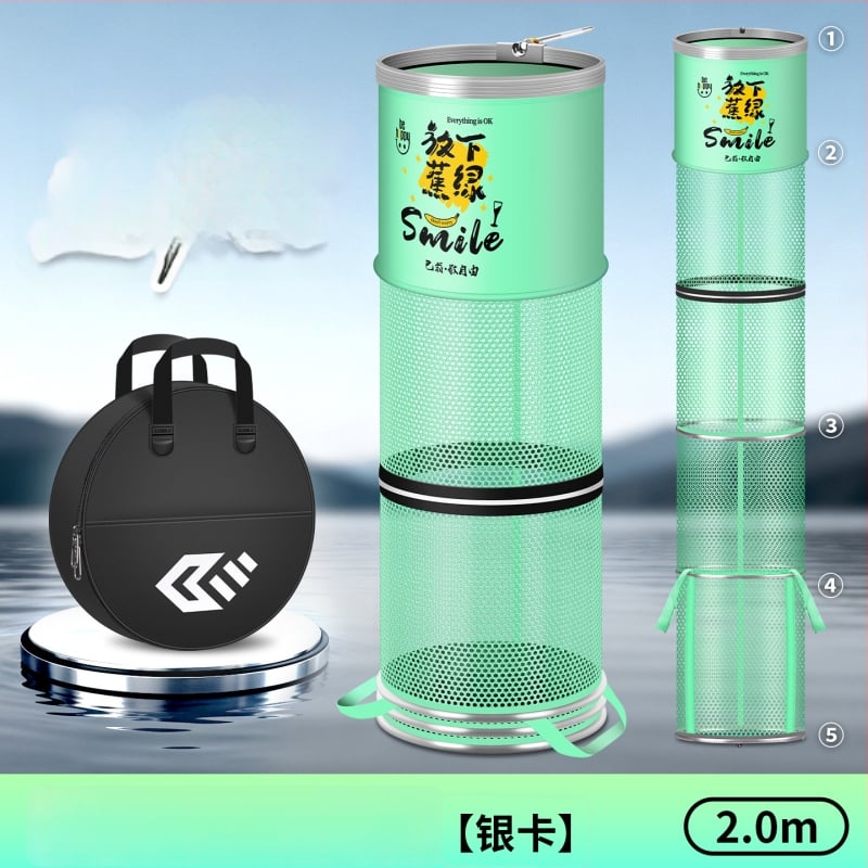 Alumiiniumist sulam ringiga kala kaitse, nailonkattega, kokkupandav nailonist kala kaitse, ümmargune võrgukott