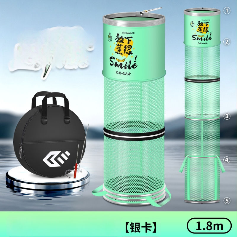 Alumiiniumist sulam ringiga kala kaitse, nailonkattega, kokkupandav nailonist kala kaitse, ümmargune võrgukott