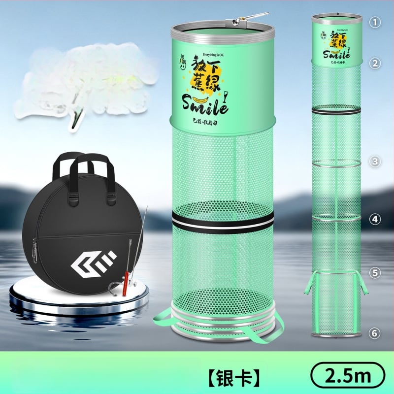 Alumiiniumist sulam ringiga kala kaitse, nailonkattega, kokkupandav nailonist kala kaitse, ümmargune võrgukott