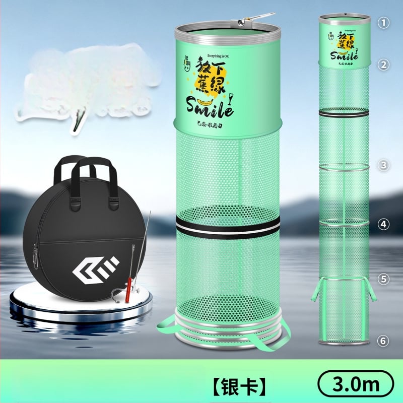 Alumiiniumist sulam ringiga kala kaitse, nailonkattega, kokkupandav nailonist kala kaitse, ümmargune võrgukott