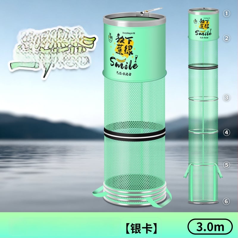 Alumiiniumist sulam ringiga kala kaitse, nailonkattega, kokkupandav nailonist kala kaitse, ümmargune võrgukott